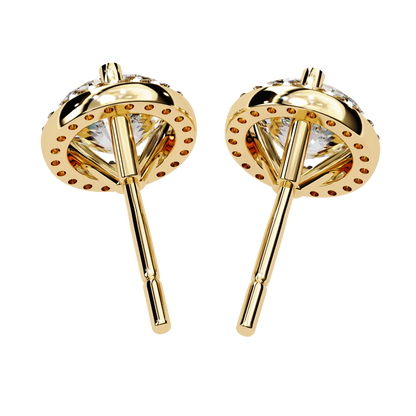 Sparkling 1.95 Ct Lab-Grown Diamond Halo Stud Earrings – 14K/18K Gold