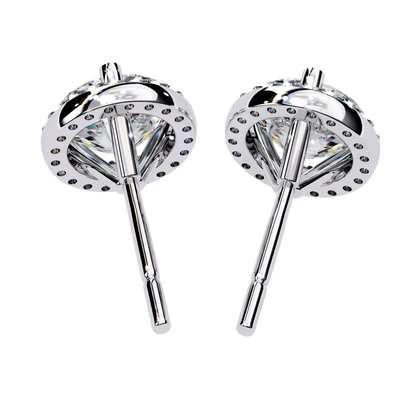 Sparkling 1.95 Ct Lab-Grown Diamond Halo Stud Earrings – 14K/18K Gold