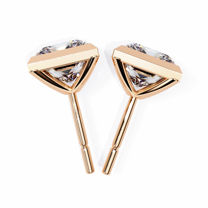 Elegant Bezel Princess Solitaire Earrings – 1.77 Ct Lab‑Grown diamond Brilliance