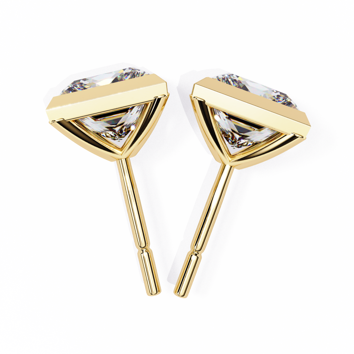 Elegant Bezel Princess Solitaire Earrings – 1.77 Ct Lab‑Grown diamond Brilliance