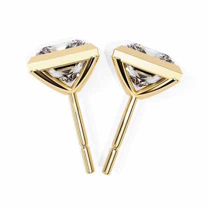 Elegant Bezel Princess Solitaire Earrings – 1.77 Ct Lab‑Grown diamond Brilliance
