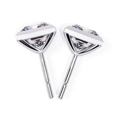 Elegant Bezel Princess Solitaire Earrings – 1.77 Ct Lab‑Grown diamond Brilliance