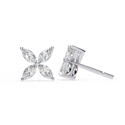 0.88 Ct Dainty Flower Marquise Cut Lab grown Diamond Stud Earrings