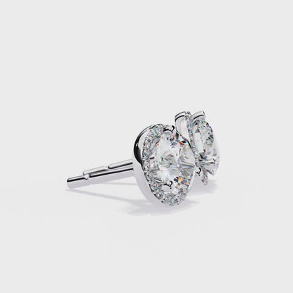 Sparkling 1.95 Ct Lab-Grown Diamond Halo Stud Earrings – 14K/18K Gold