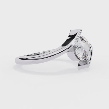 Artistic Twist Solitaire Lab Diamond Engagement Ring, 1.29 CT Round Cut Diamond