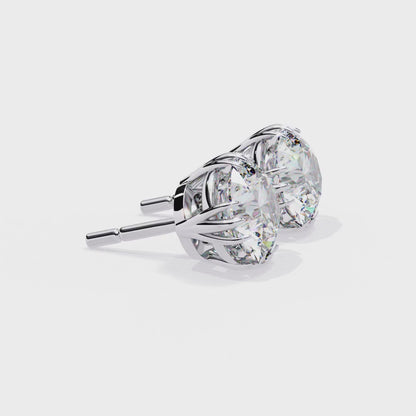 Round 2.8 CT Lab Grown Diamond  Unique Prong Set Stud Earrings