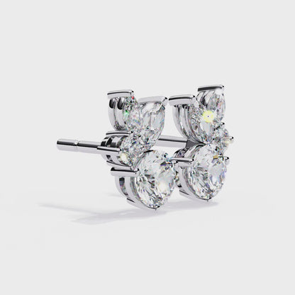 1.43 Ct Round and Marquise Shape Floral Inspired Studs Earrings
