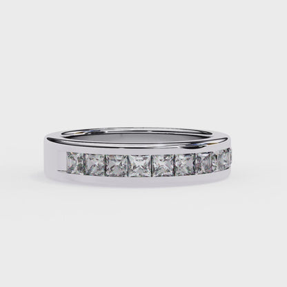Sharp Lines, Soft Gold: Sleek Lab-Grown Princess Diamond Band in Luxurious Rose Gold