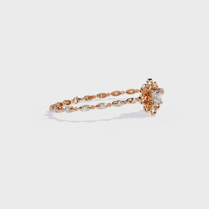 2.11 Ct Round Lab Grown Diamonds Bracelet with Princess-cut Solitaire