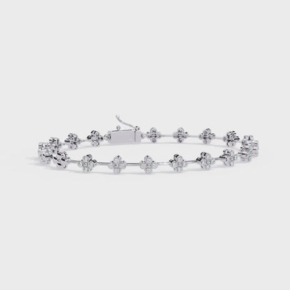 0.23 Ct Round Lab Grown Diamond Tennis Bracelet with flower motif