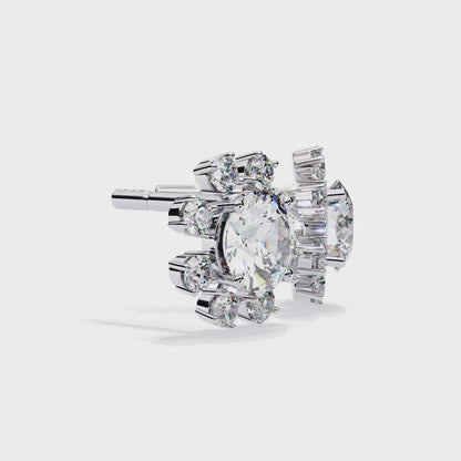 1.22 Ct  Statement Starburst Stud Earrings – Dazzling Round Lab grown Diamond Burst Motif