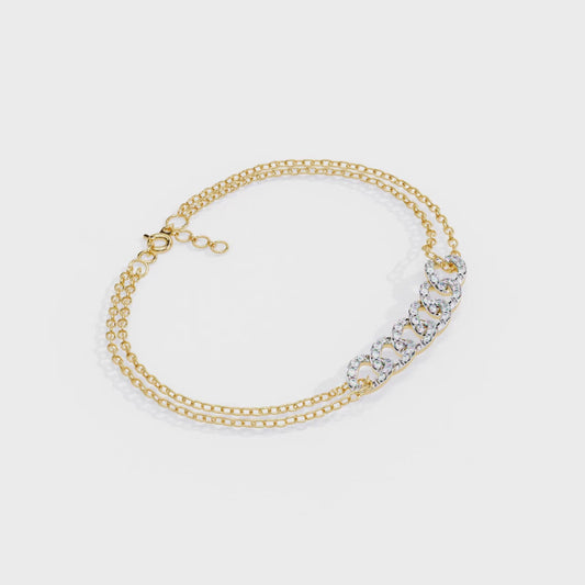 Elegant Chain Link Bracelet – 0.31 Ct Lab-Grown Round Diamonds in 14K/18K Gold
