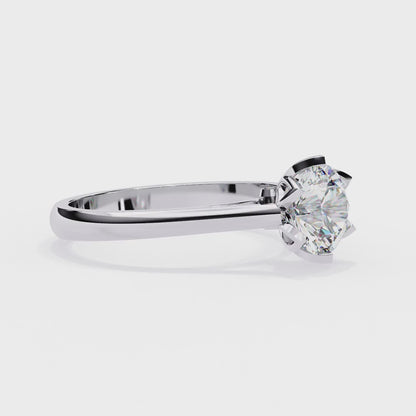 Lab-Grown Round Brilliant Diamond Solitaire Ring in Rose Gold with Floral Six-Prong Setting