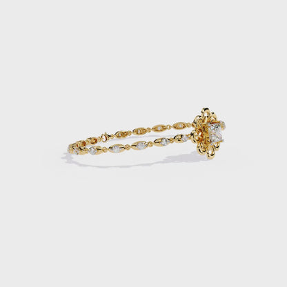 2.11 Ct Round Lab Grown Diamonds Bracelet with Princess-cut Solitaire