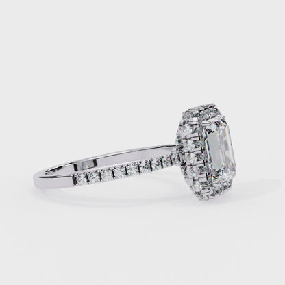 Emerald Cut Lab Diamond Ring with Rose Gold Band , 2.18 CT Emerald Cut Lab Grown Diamond Ring