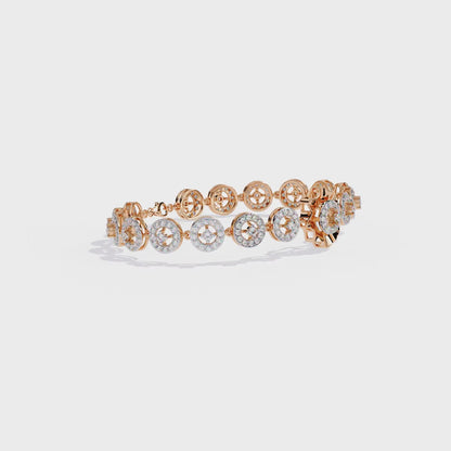 2.16 Ct Floral Lab Grown Diamond Link Bracelet