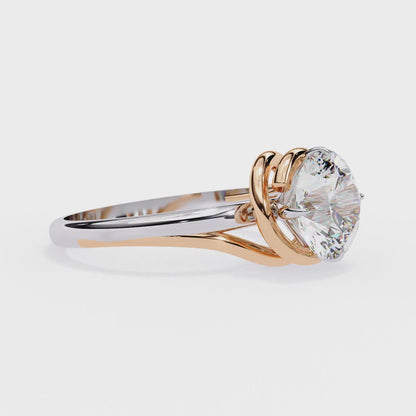 Modern Bezel Solitaire Ring with Round Lab Diamond in Rose Gold