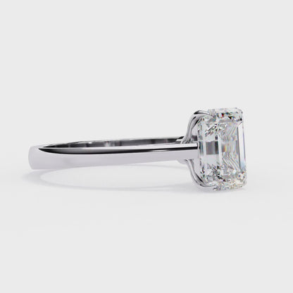 Lab-Grown Emerald-Cut Diamond Solitaire Ring in Yellow Gold, 1.20 CT Emerald Cut Lab Grown Diamond Ring