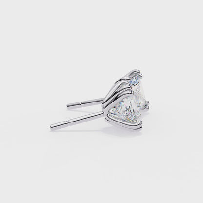 Luxury 3.04 ct Princess‑Cut Lab Diamond Stud Earrings – Guardian‑Back, Ethical Elegance