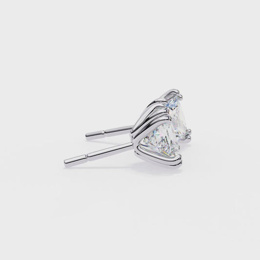 Luxury 3.04 ct Princess‑Cut Lab Diamond Stud Earrings – Guardian‑Back, Ethical Elegance