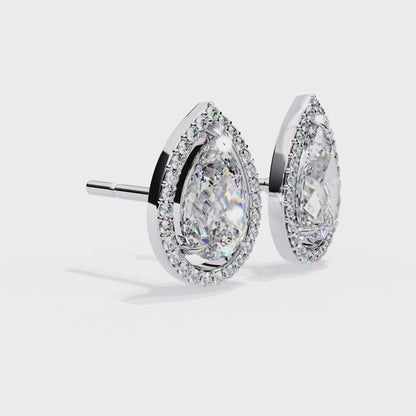 0.81 Ct Pear‑Cut Lab‑Grown Diamond Halo Earrings in 14 K/18 K Gold