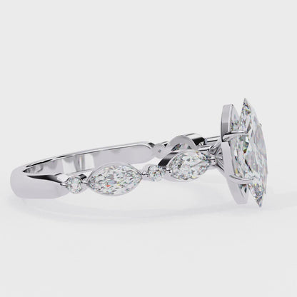 0.82 CT Pear Cut Lab Certified Diamond Ring, Marquise Cut Floating Shank Lab Grown Diamond Wedding Ring, Sustainable Luxury
