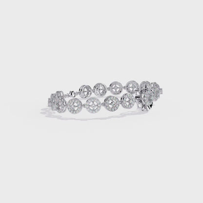 2.16 Ct Floral Lab Grown Diamond Link Bracelet
