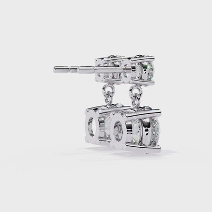 Modern Elegance – 3.73  CT Lab Grown Diamond Two-Stone Earrings