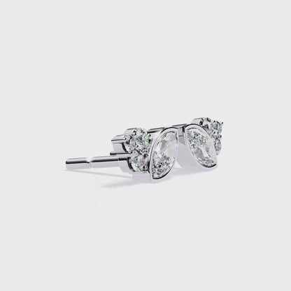 0.47 Ct Marquise Bezel Set with Round Lab grown Diamond Earrings