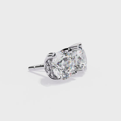 Heart Basket Lab‑Grown Diamond Studs – 2.57 Ct Round, 4‑Prong Gold Elegance