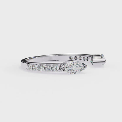 Modern Grace: Open 14K White Gold Ring with Lab-Grown Marquise Diamonds