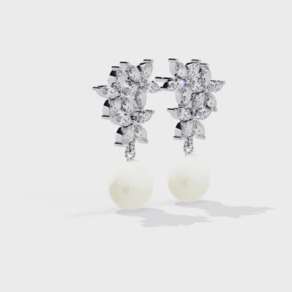 Floral Pearl Cascade 2.39ct Lab grown Diamond Earrings