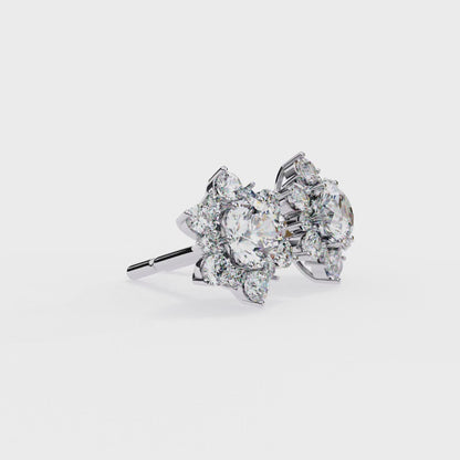 0.72 Ct  Round  Lab‑Grown Diamond Floral Earrings – Ethical & Sparkling Studs