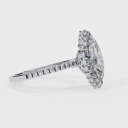 1.41 CT IGI Certified Marquise Cut IGI Certified Lab Grown Diamond Engagement Ring, Diamond Ring with accent and Halo