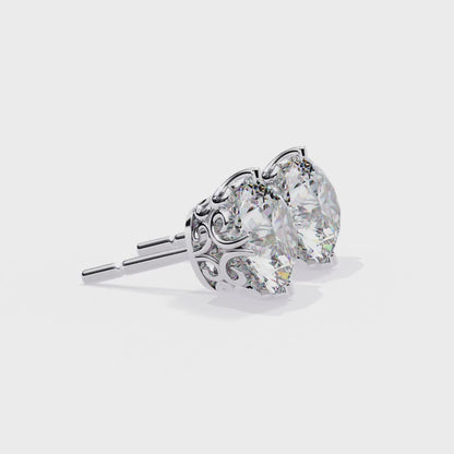 2.57ct Round Lab Diamond Studs – Signature Designer Prong Setting