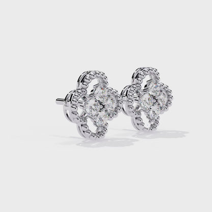 0.85 Ct Lab grown diamond Clover Stud Earrings