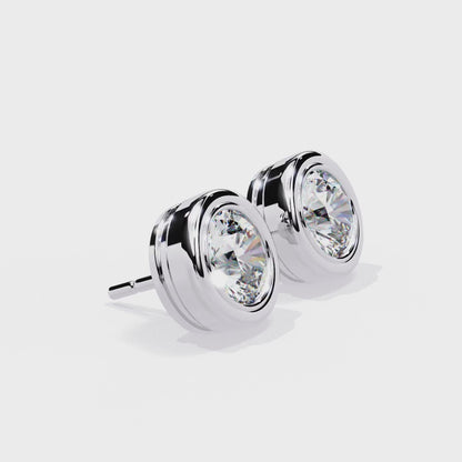 2.57ct Round Lab-Grown Diamond Bezel-Set Stud Earrings