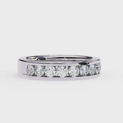 Endless Brilliance: Wide Rose Gold Band with Lab-Created Round Diamonds