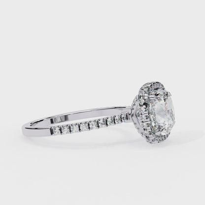 Cushion Halo Lab Diamond Ring in Rose Gold , 2.50 CT Cushion Cut Lab Grown Diamond Ring