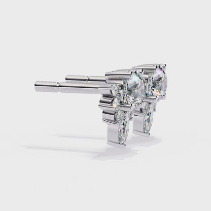 0.68 Ct Lotus Style Round Lab grown Diamond Stud Earrings